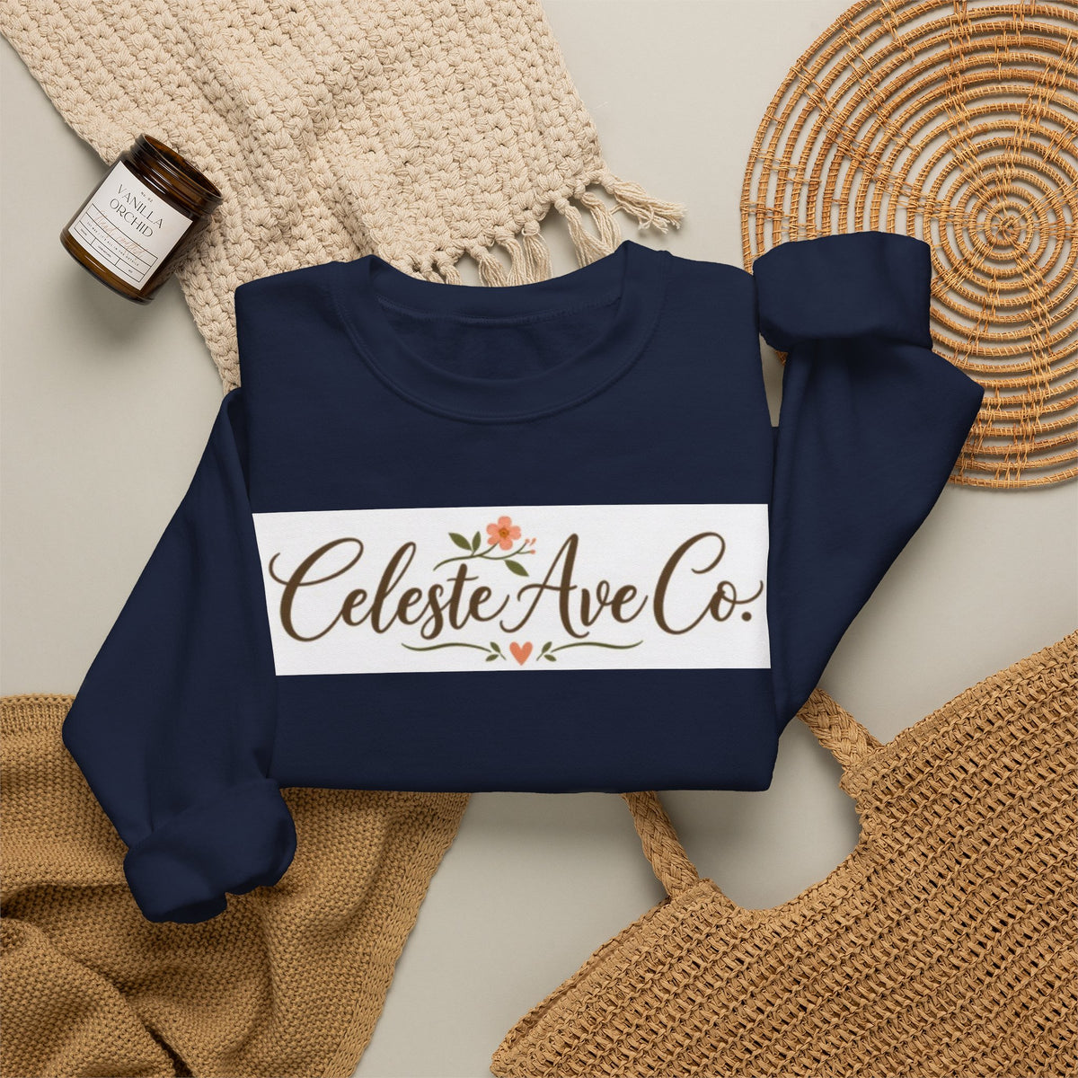 Crewneck Sweatshirt — Celeste Ave Co. Floral Logo Pullover