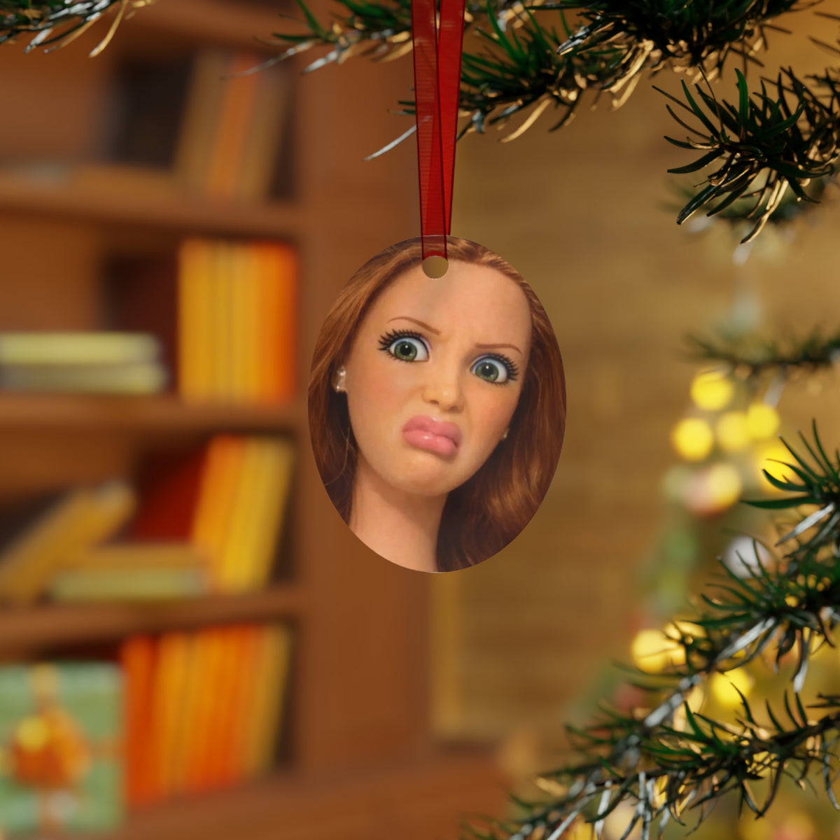 Funny Face Metal Ornament — "Christmas '26" Personalized Holiday Decoration