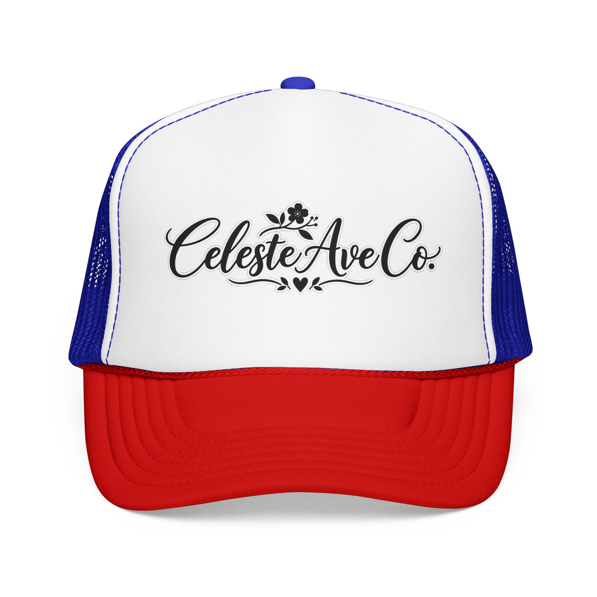 Celeste Ave Co. Foam Trucker Hat – Vintage Script Logo Mesh Cap