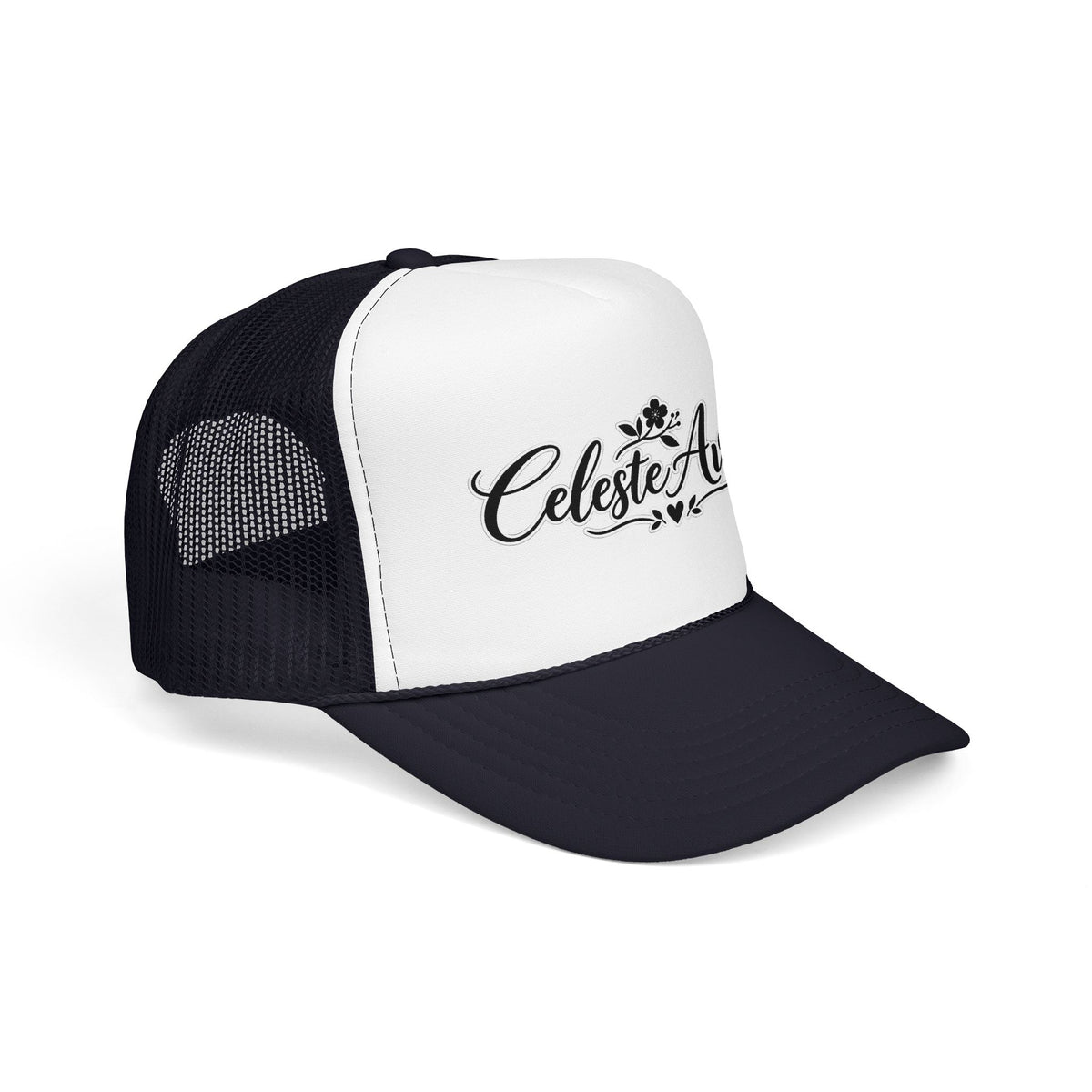 Celeste Ave Co. Foam Trucker Hat – Vintage Script Logo Mesh Cap