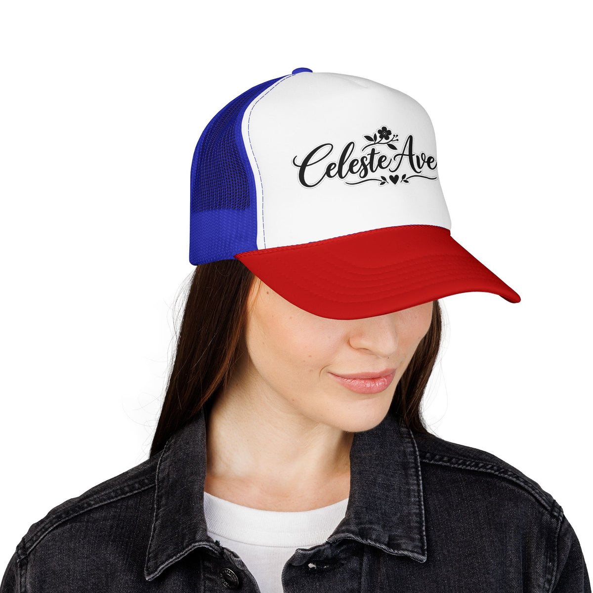 Celeste Ave Co. Foam Trucker Hat – Vintage Script Logo Mesh Cap
