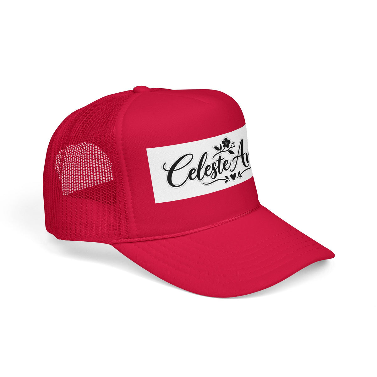 Celeste Ave Co. Foam Trucker Hat – Vintage Script Logo Mesh Cap
