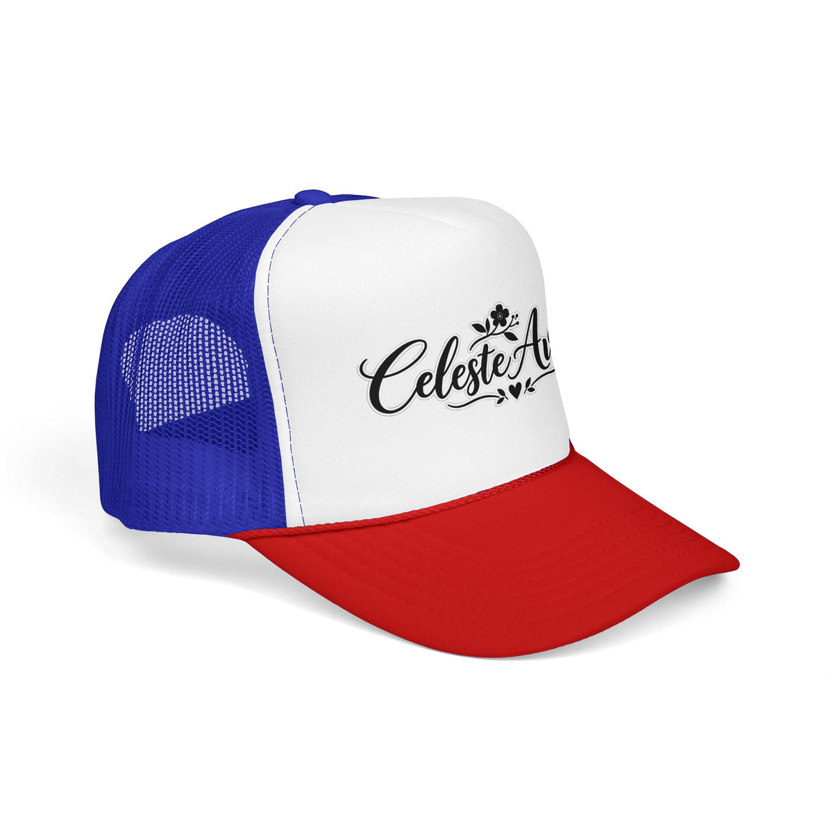 Celeste Ave Co. Foam Trucker Hat – Vintage Script Logo Mesh Cap