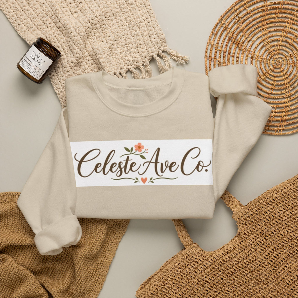 Crewneck Sweatshirt — Celeste Ave Co. Floral Logo Pullover