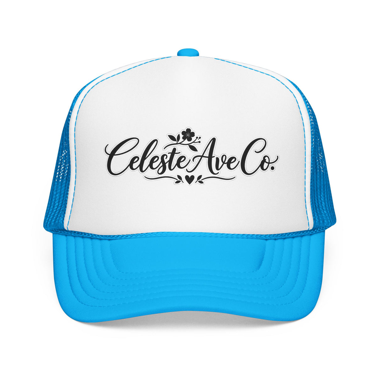Celeste Ave Co. Foam Trucker Hat – Vintage Script Logo Mesh Cap