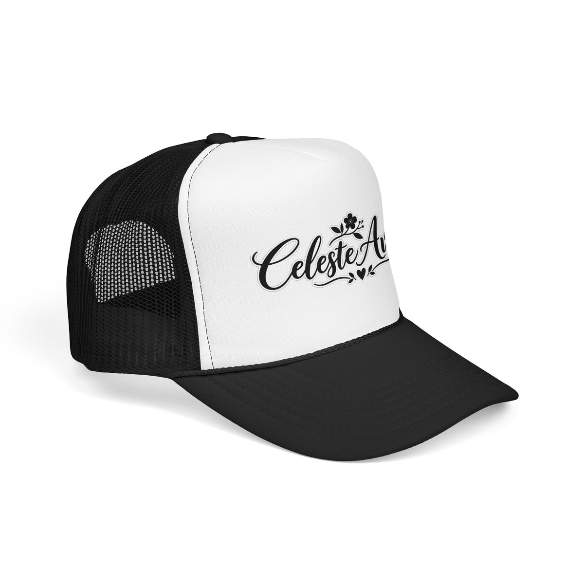 Celeste Ave Co. Foam Trucker Hat – Vintage Script Logo Mesh Cap