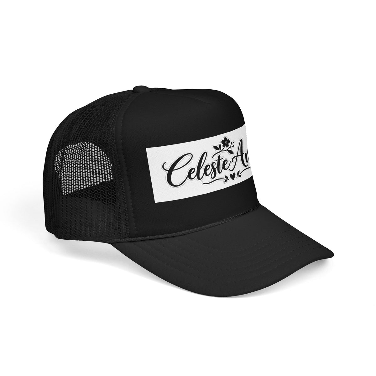 Celeste Ave Co. Foam Trucker Hat – Vintage Script Logo Mesh Cap