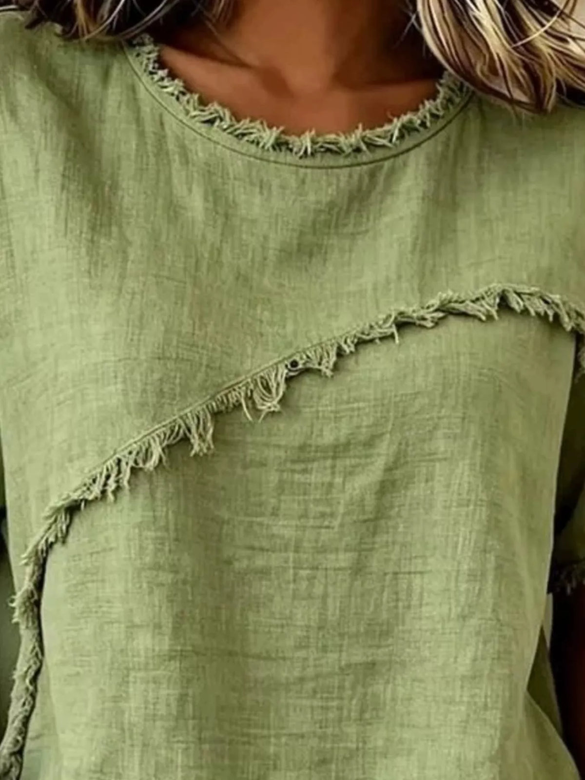 Frayed Hem Short Sleeve Top