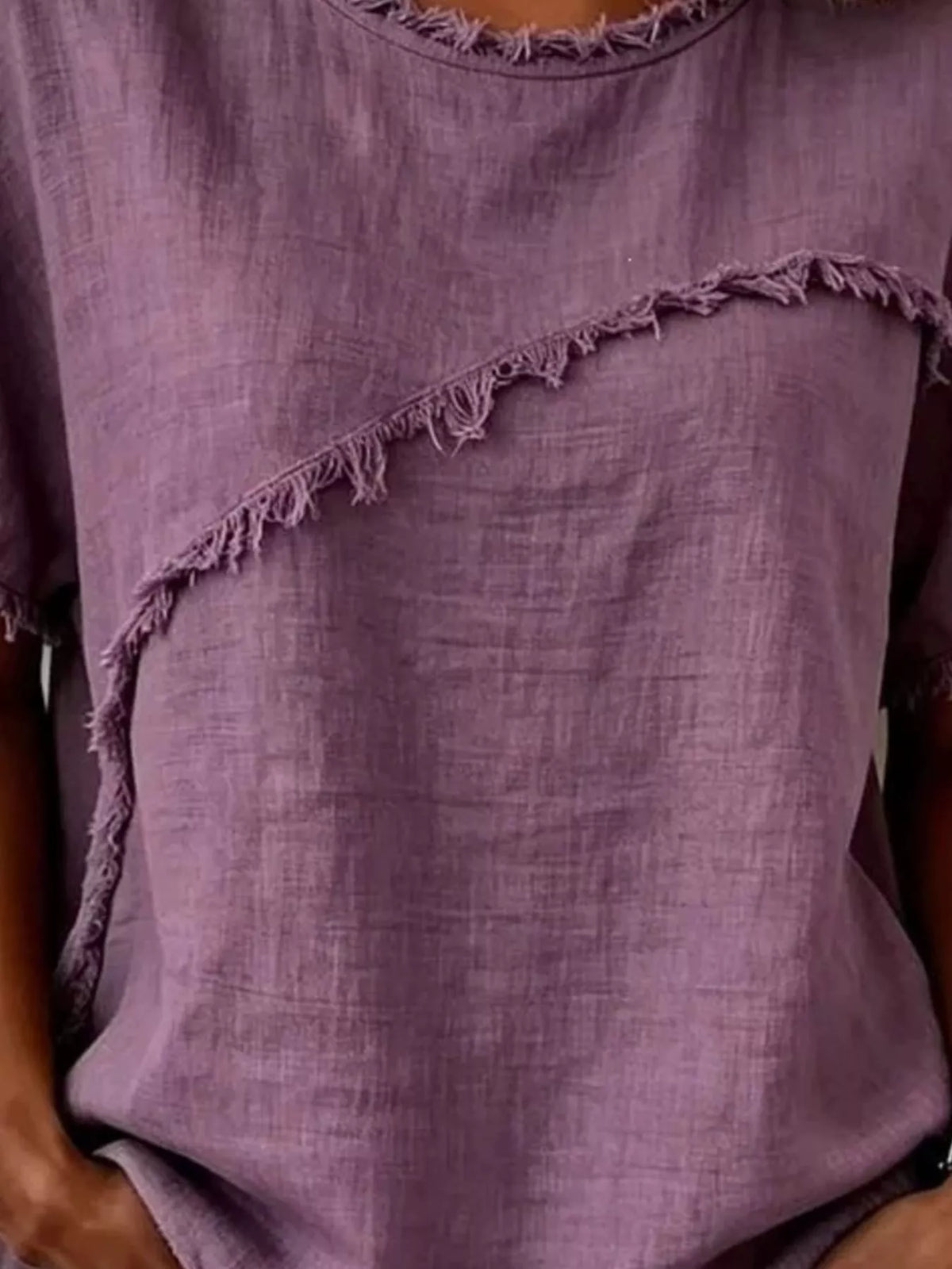 Frayed Hem Short Sleeve Top