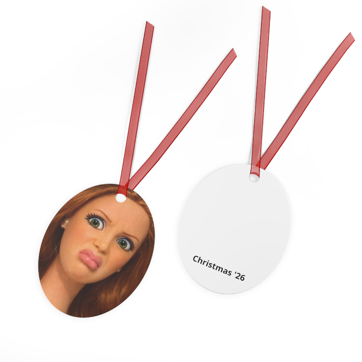 Funny Face Metal Ornament — "Christmas '26" Personalized Holiday Decoration