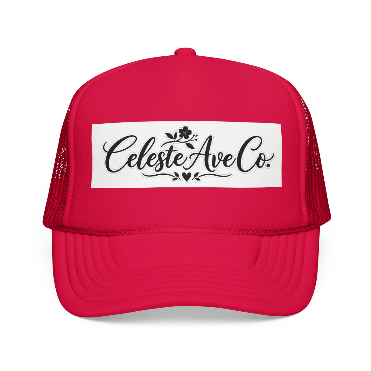 Celeste Ave Co. Foam Trucker Hat – Vintage Script Logo Mesh Cap