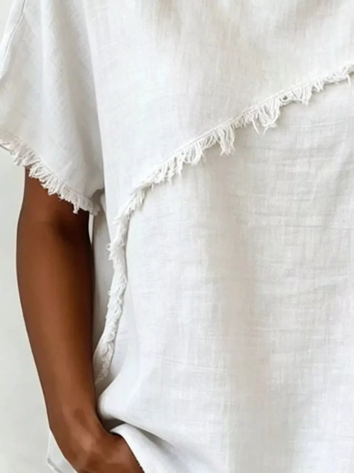 Frayed Hem Short Sleeve Top