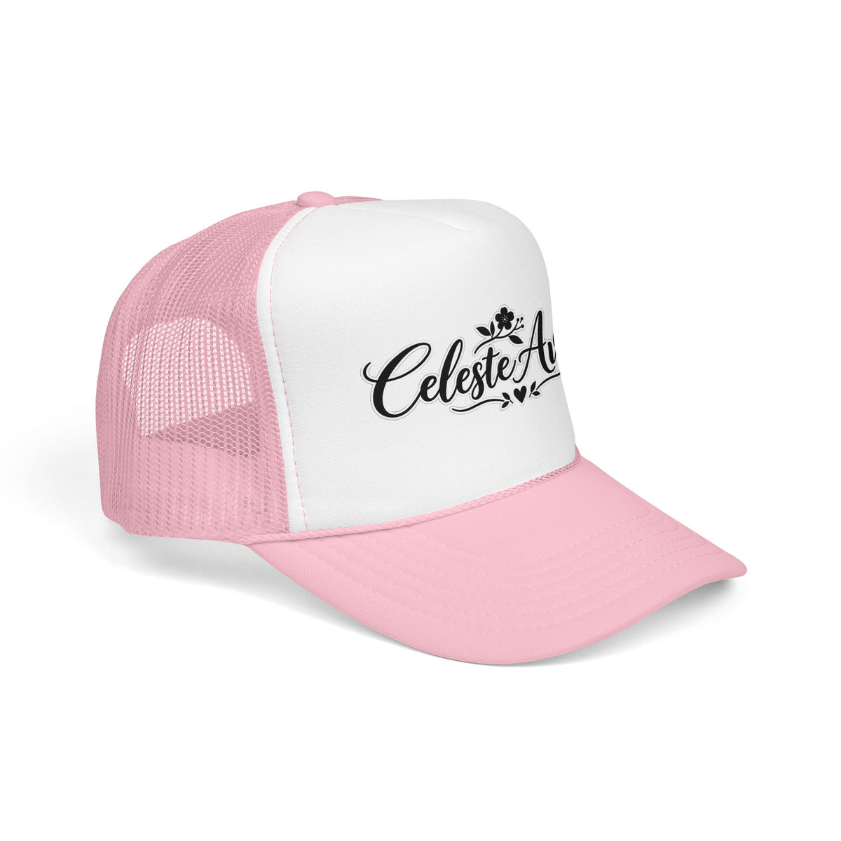 Celeste Ave Co. Foam Trucker Hat – Vintage Script Logo Mesh Cap