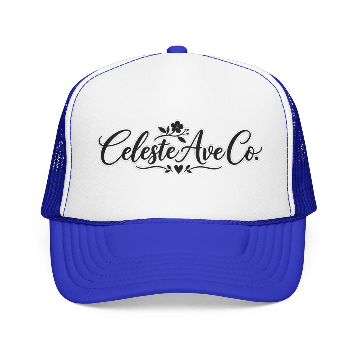 Celeste Ave Co. Foam Trucker Hat – Vintage Script Logo Mesh Cap