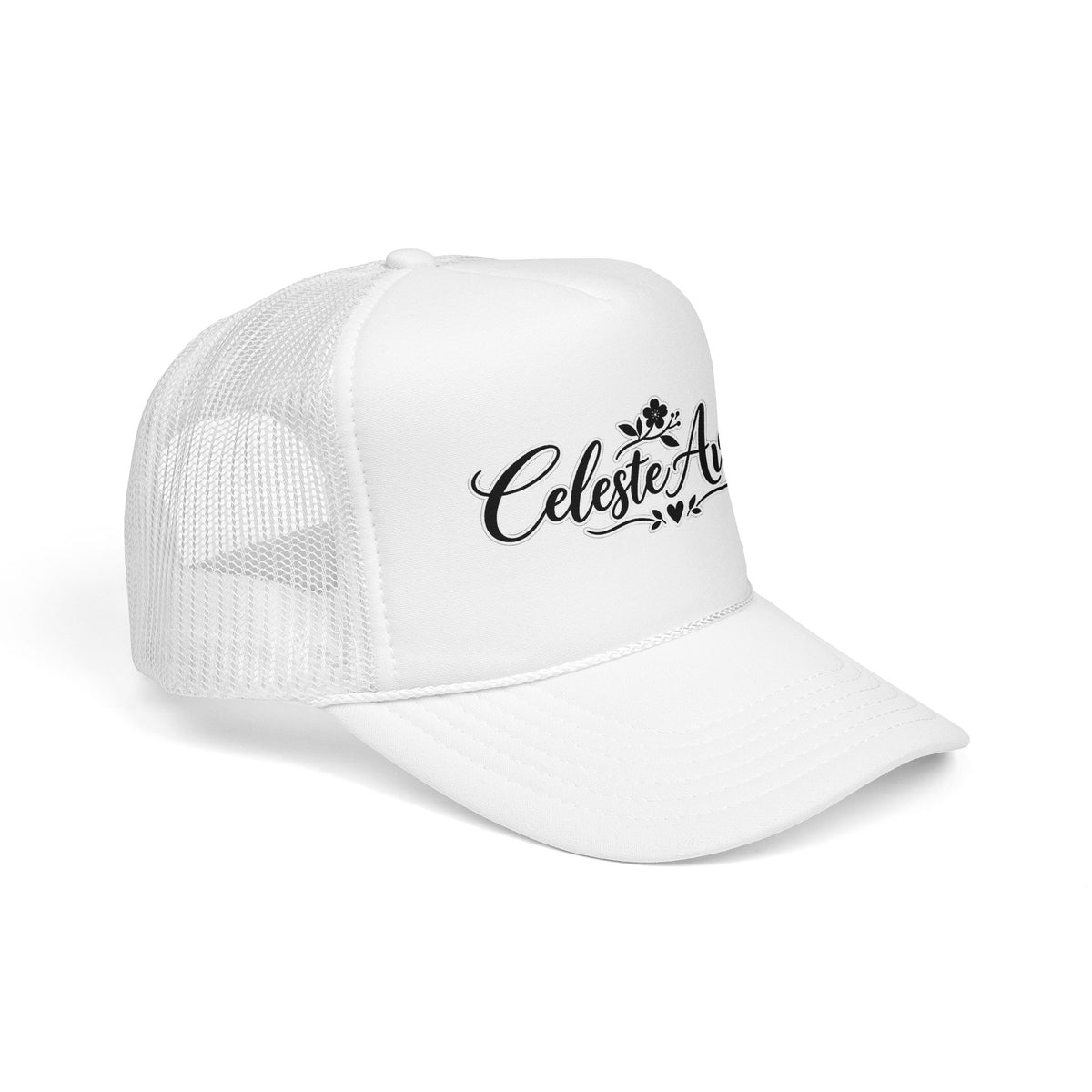 Celeste Ave Co. Foam Trucker Hat – Vintage Script Logo Mesh Cap