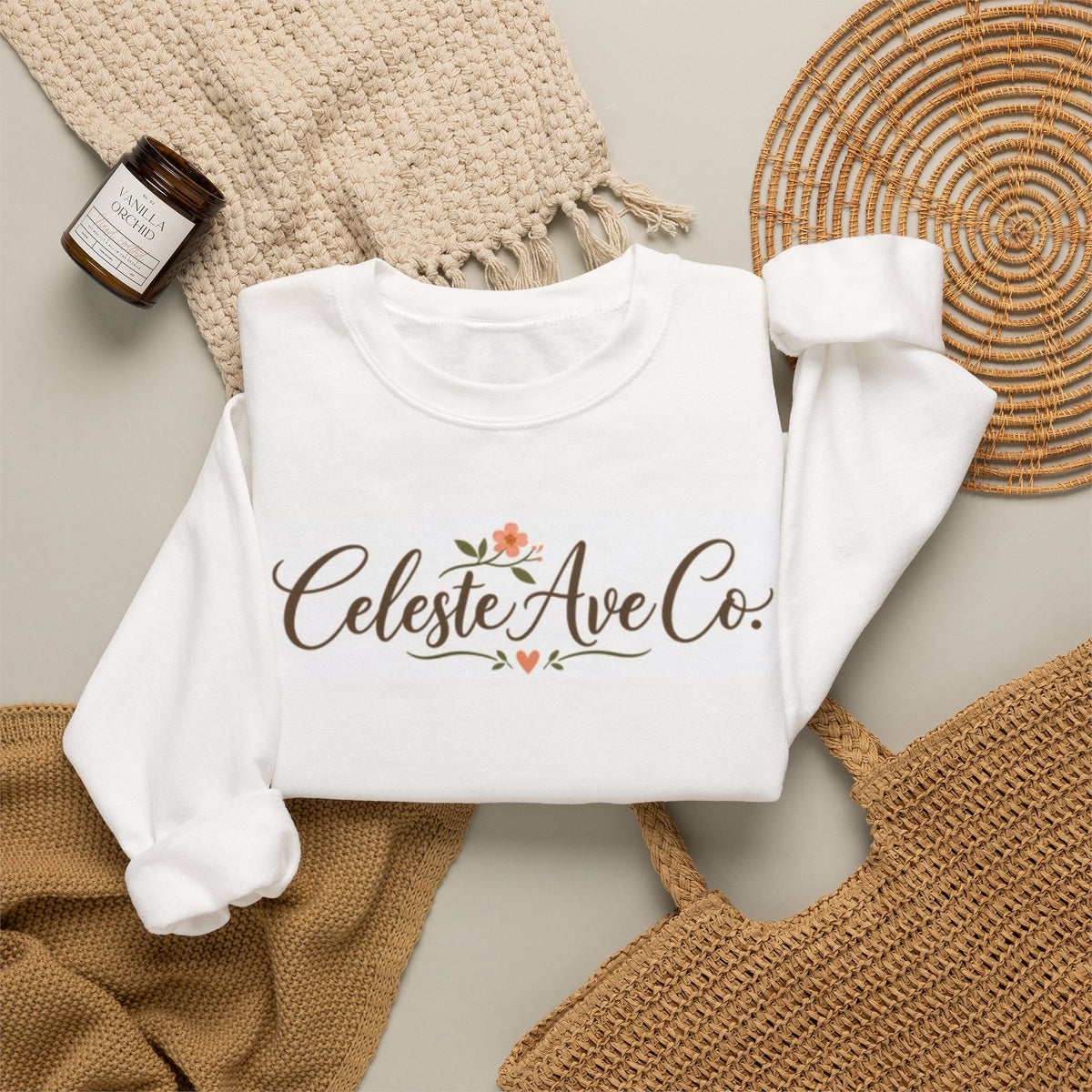 Crewneck Sweatshirt — Celeste Ave Co. Floral Logo Pullover