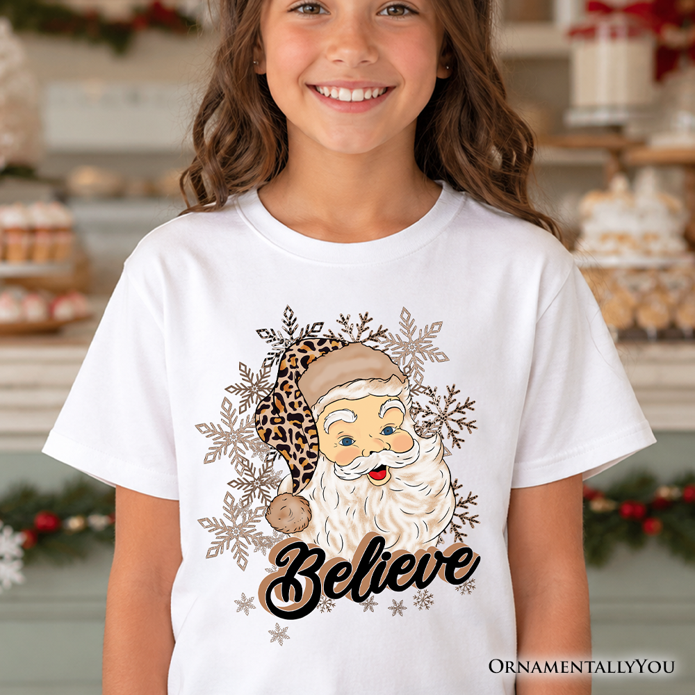 Kids Believe Santa Cheetah Leopard T-Shirt