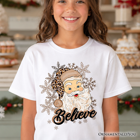 Kids Believe Santa Cheetah Leopard T-Shirt