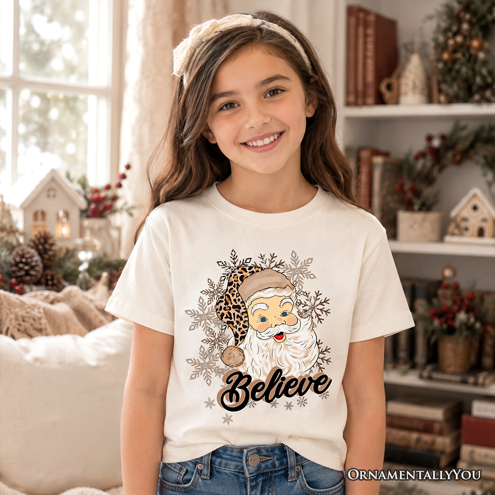 Kids Believe Santa Cheetah Leopard T-Shirt