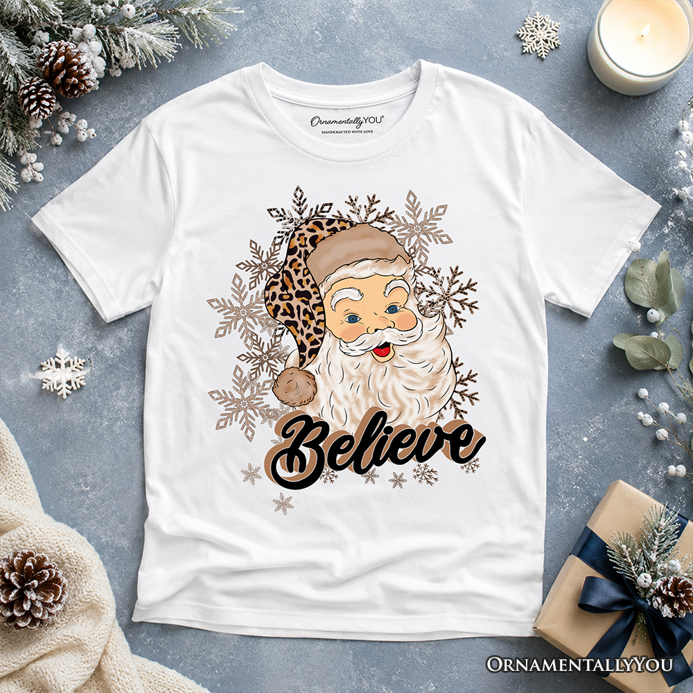 Kids Believe Santa Cheetah Leopard T-Shirt