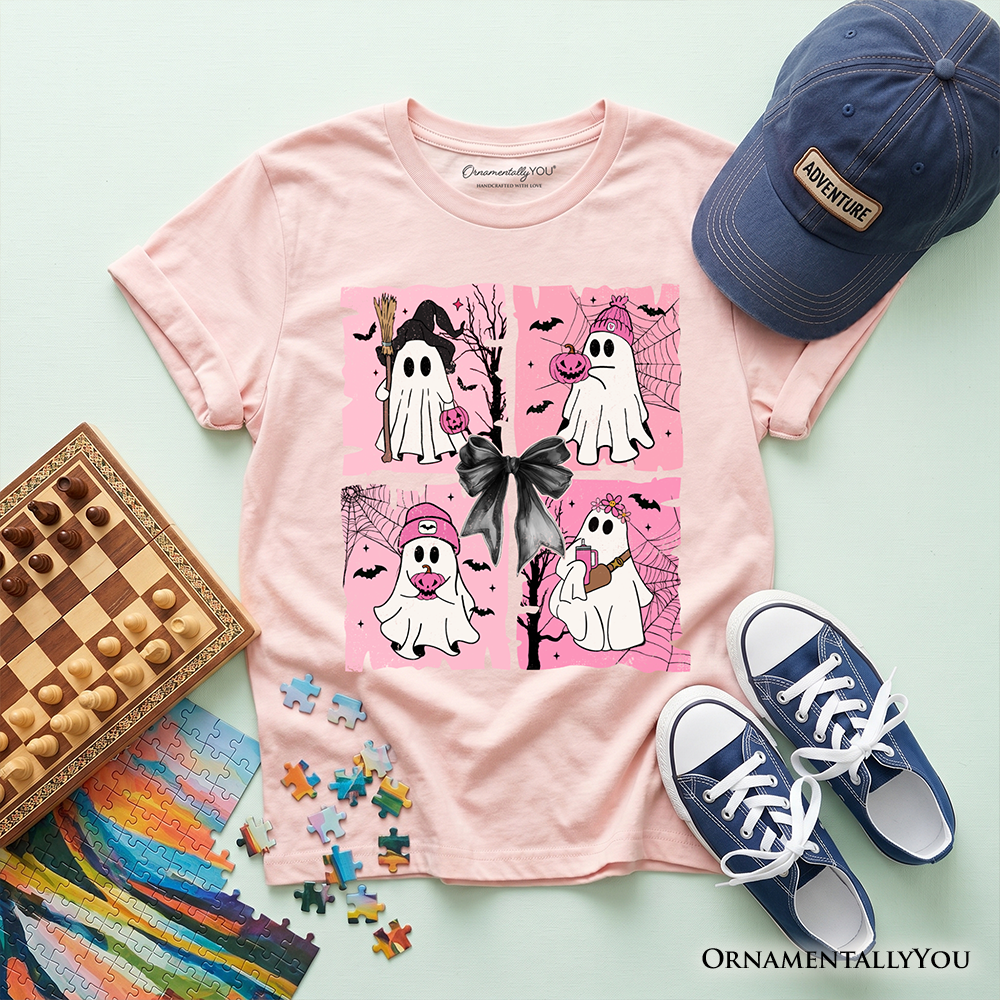 Kids Pink Halloween Ghost T-Shirt
