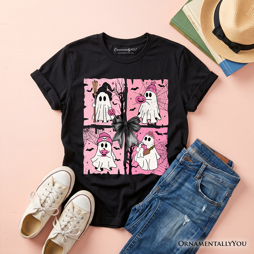 Kids Pink Halloween Ghost T-Shirt